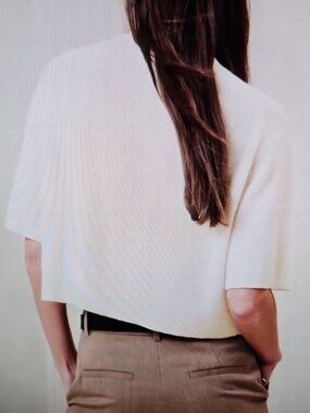 BR2 Banana Republic Luna Cashmere Heather Grey Cropped Sweater Sz L